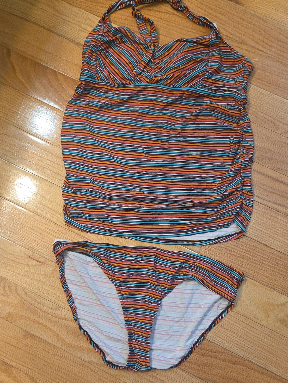 Motherhood Maternity Beach Bump Tankini Top -  Multicolor Trim